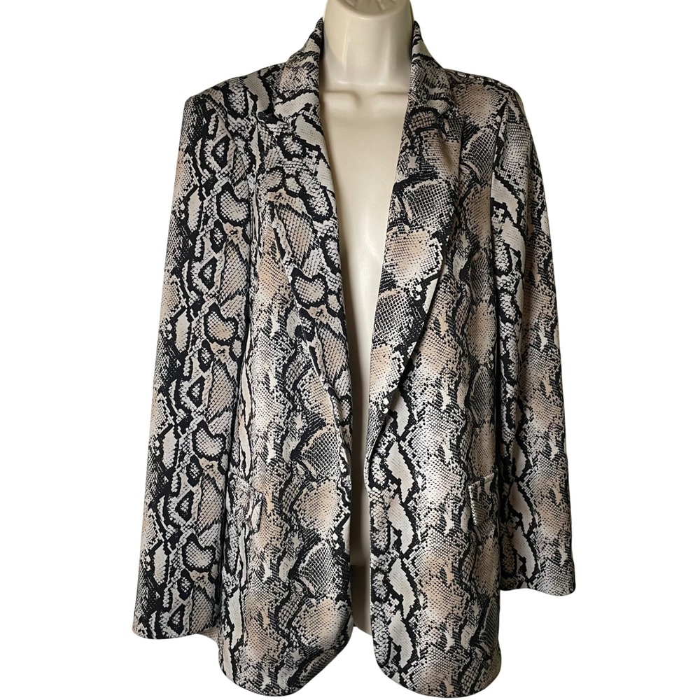 Joseph Ribkoff Women's Blazer Size 6 Snakeskin Print Open Front Jacket Mob Wife